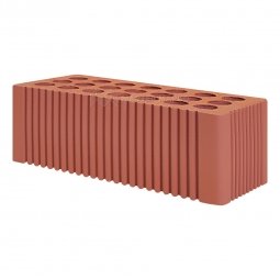 Кирпич лицевой керамический Красный «Рифленый» пустотелый утолщенный