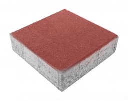 Тротуарная плитка Берит Квадрат Красная 300х300х80 на сером цементе