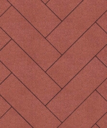 Тротуарная плитка Поревит Паркет Гранит  Красный 80 мм 600х200