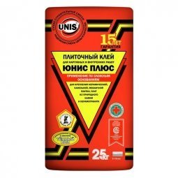 Клей Unis Плюс плиточный для наружных и внутренних работ 25 кг