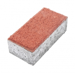 Тротуарная плитка Берит Прямоугольник Красная 200х100х60 без фаски на сером цементе