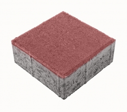 Тротуарная плитка Берит Квадрат Красная 200х200х80 на сером цементе